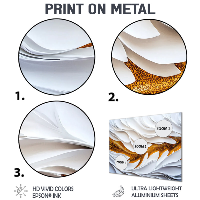 White Abstract Fractal Spectrum Of Serenity II - Coastal Metal Art, Nautical Metal Print, 12" H x 20" W x 0.84" D