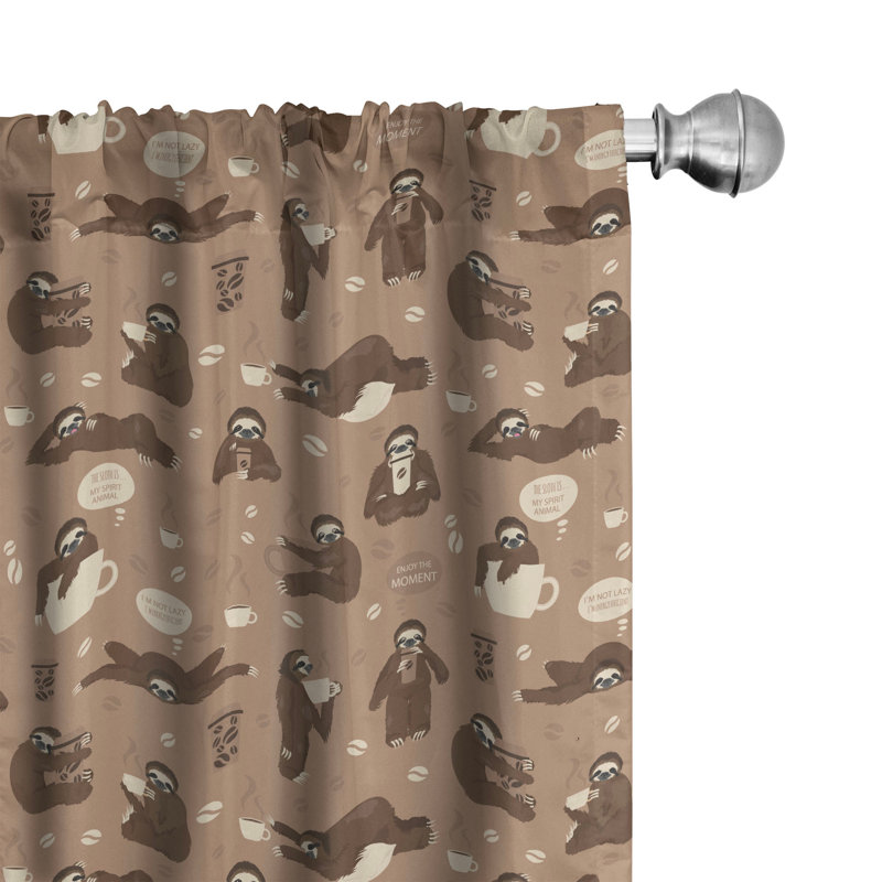 Rideaux à 4 panneaux East Urban Home paresseux, café et paresseux, taupe beige ombre, L 56 po x L 84 po