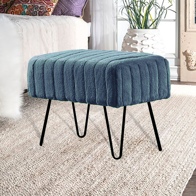 Defranco Upholstered Ottoman, Dragonfly Faux Fur