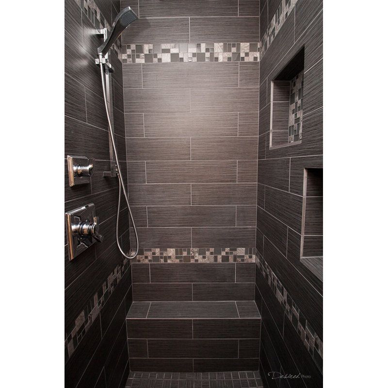 Strands 12" x 3" Porcelain Bullnose Tile Trim in Twilight