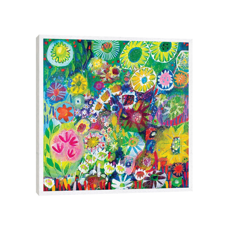 Wandering Through The Garden by Imogen Skelley - Painting on Canvas, 66.04cm H x 66.04cm W x 3.81cm D, White Framed