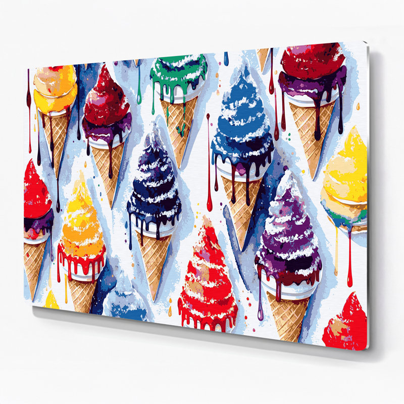 Dessert, cône de neige, art mural en métal bleu, H 11 po x l 14 po