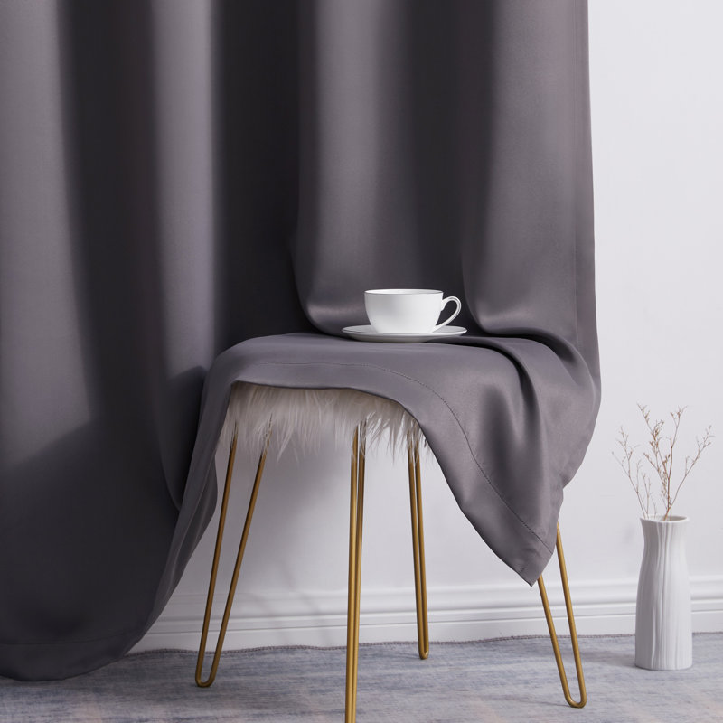 Gerlach Polyester Blackout Thermal Grommet Curtain Pair, 42" W x 96" L, Charcoal Gray