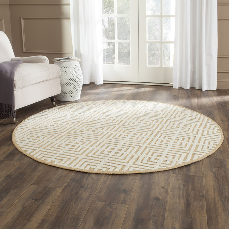Tapis géométrique en coton crocheté à la main Fareham, Rond 6 pi
