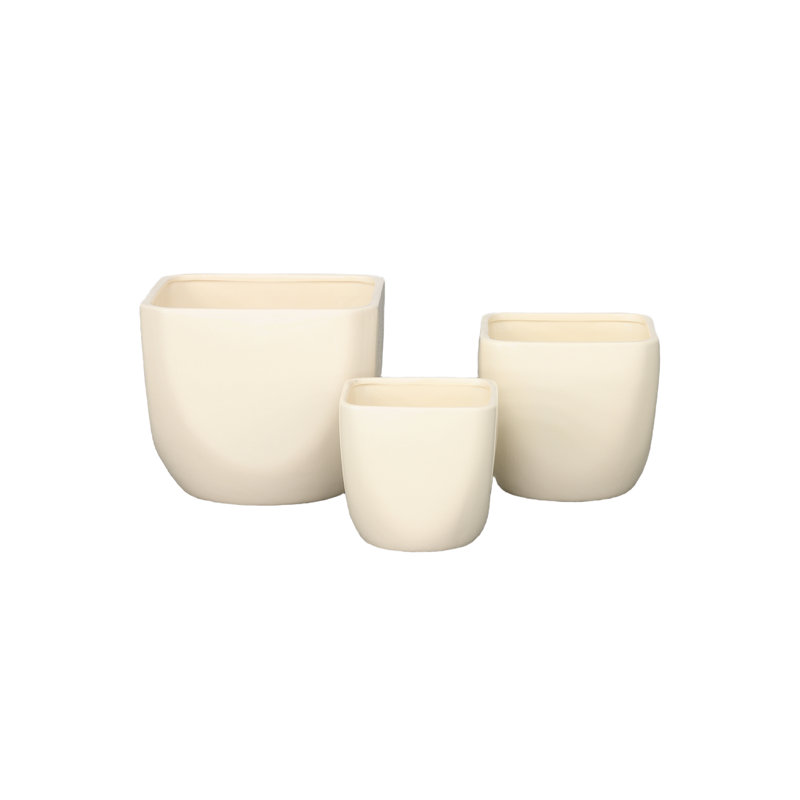 Ceramic Round Plain Pot Gloss Finish Cream