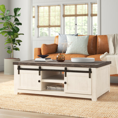 Table basse avec rangement en bois massif Karley
