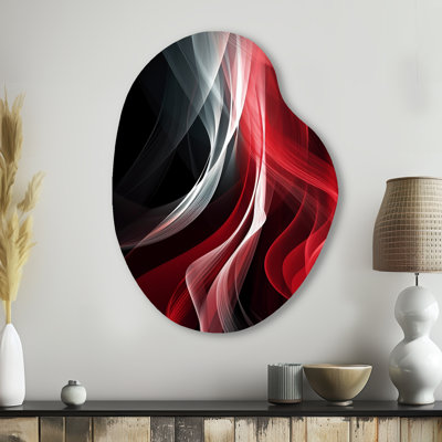 Christienne - Waves Unique Shape Metal Wall Art, Red Asymmetrical Metal Art Print