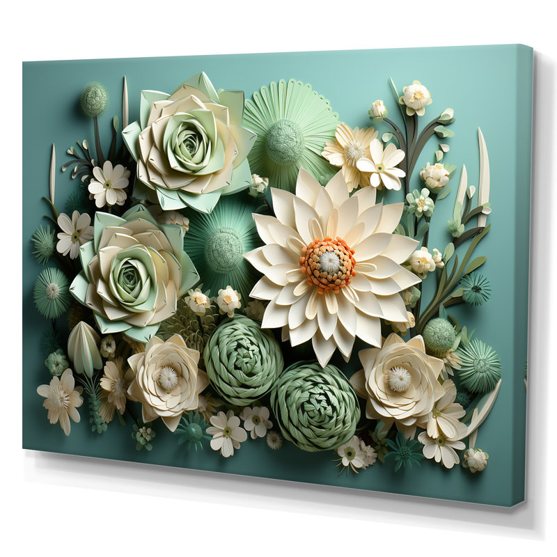 Cactus Mint Mirage I - Cactus, art mural sur toile, Toile tendue, H 12 po x l 20 po x P 1 po