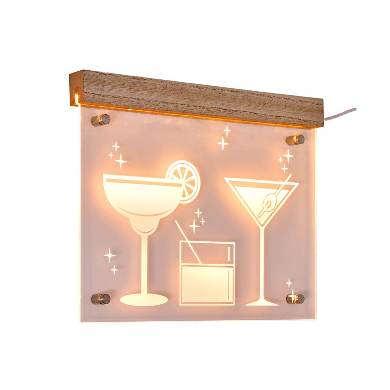 Décoration murale lumineuse DEL néon Latitude Run® Tipsy Martini Cocktail Drinks Bar Lounge - 35,5 x 28 cm