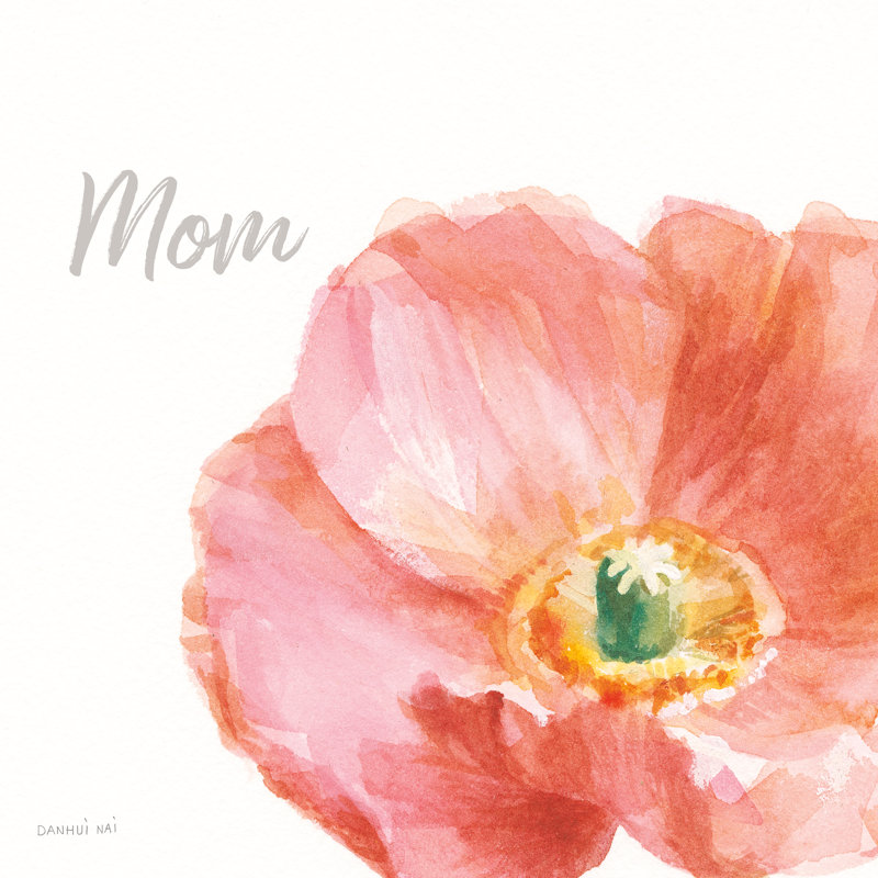 Garden Poppy Flip On White II Mom, H 12 po x l 12 po, No, Cadre simple noir