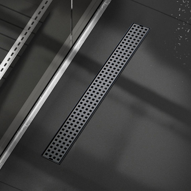 Drain de douche à grille linéaire, Noir mat