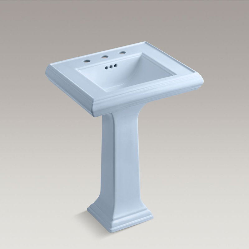 Memoirs 26.375" Tall Rectangular Pedestal Bathroom Sink with Overflow, Biscuit, 8" Centers