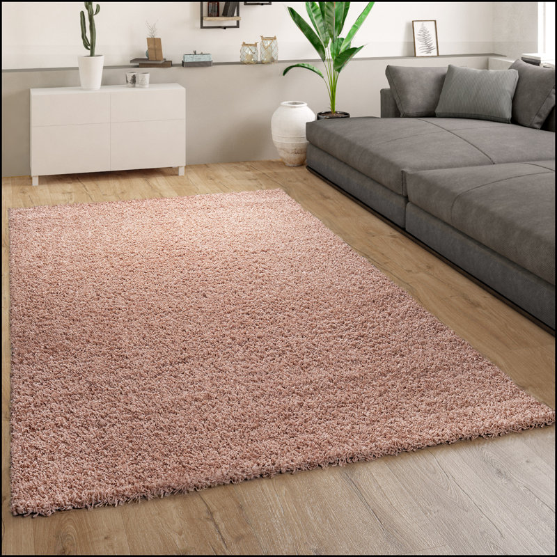 Jeremas Solid Colour Shag Area Rug, Round 120cm