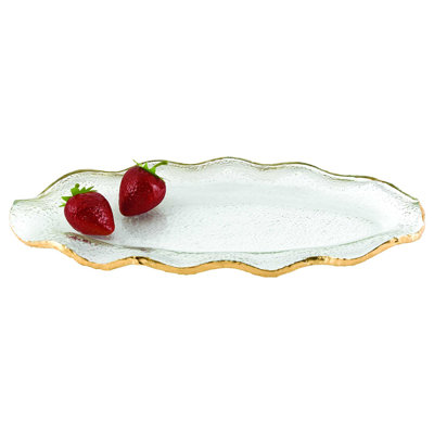 Assiette plate en mélamine 14 "Mouth Blown Wavy Edge Leaf