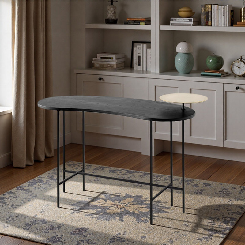 Bureau d'écriture simple et créatif, Noir et or, H 29,52 po x l 39,37 po x P 17,71 po