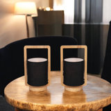 Lampes de table cylindriques en bois, éclairage rustique en bois naturel