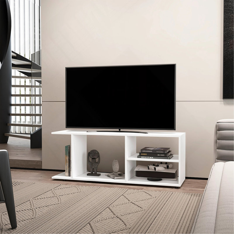 Tubac TV Rack in Melamine With Open Storage, White