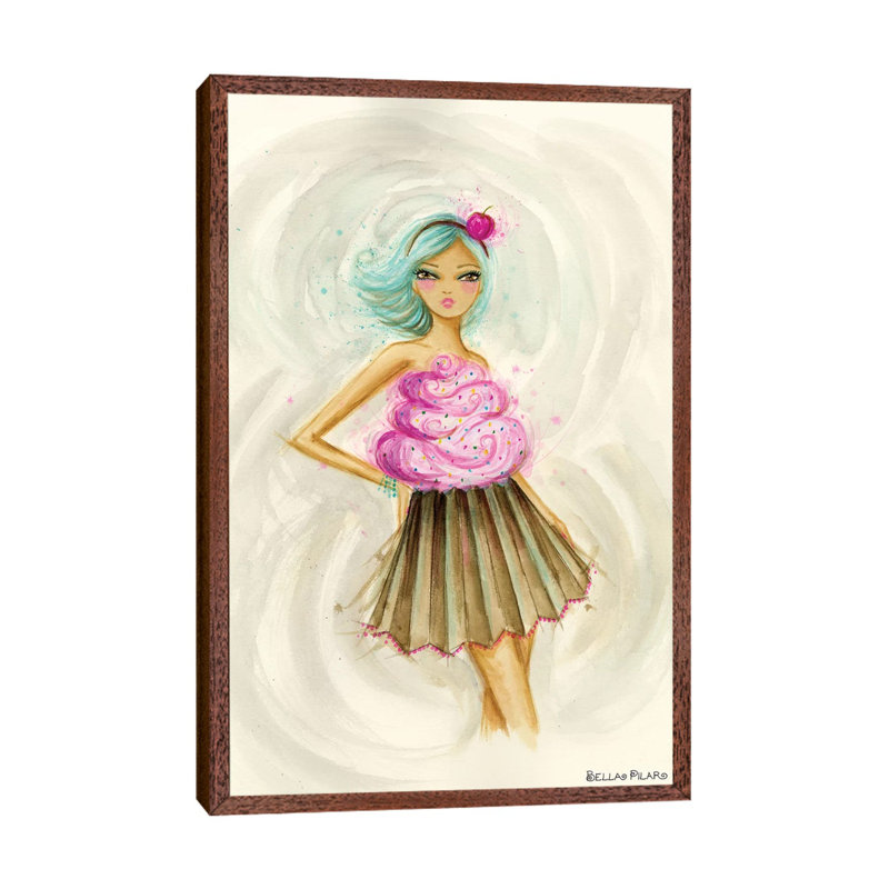 Cupcake Dress by Bella Pilar - Painting on Canvas, Classic Brown Wood Framed, 152.4cm H x 101.6cm W x 3.81cm D