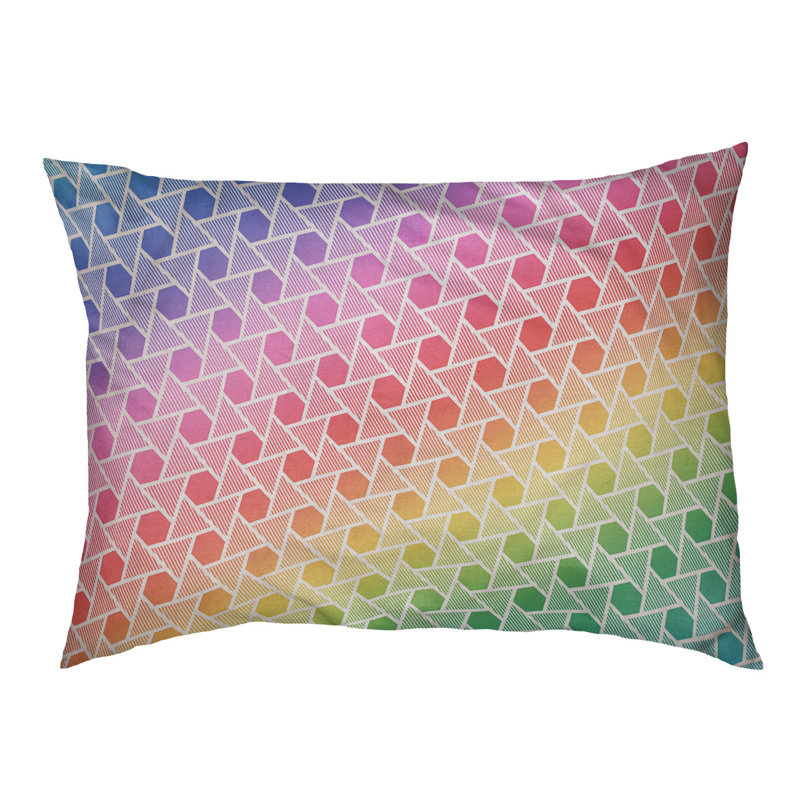 Coussin de lit à triangles hexagonals Byrge, Petit (l 28 po x P 18 po x H 6 po), Arc-en-ciel, Polyester