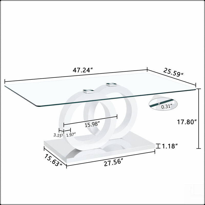 Table basse en MDF de style contemporain avec base blanche - Convient aux salons et aux salons
