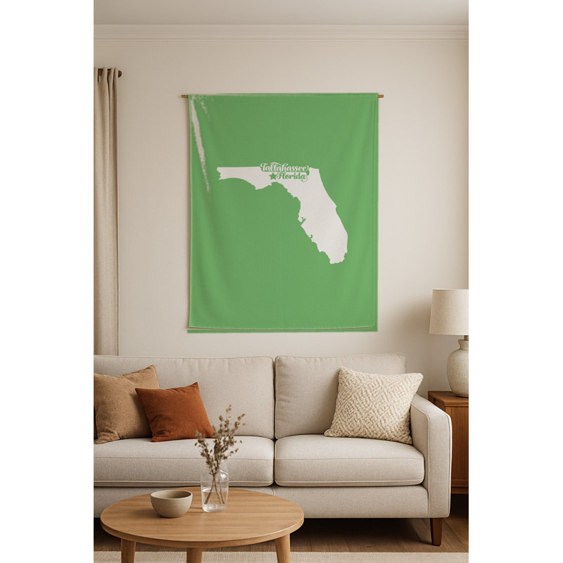 Douce maison Tallahassee — Silhouette de l'État de Floride — Tapisserie murale tissée portrait, 70" H x 50" W