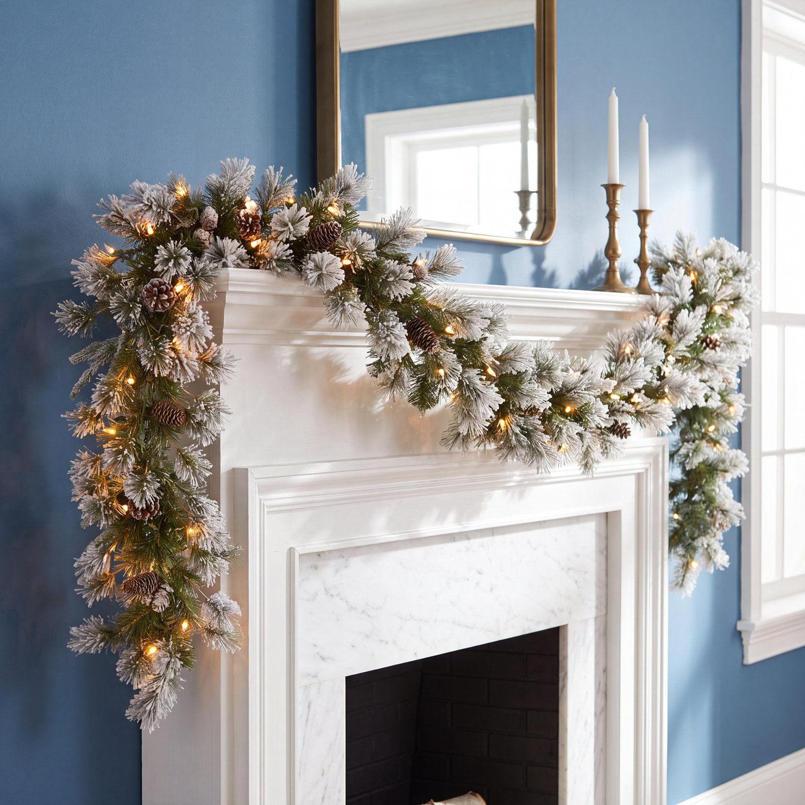 108" Frosted Pre-Lit Liberty Pine Garland