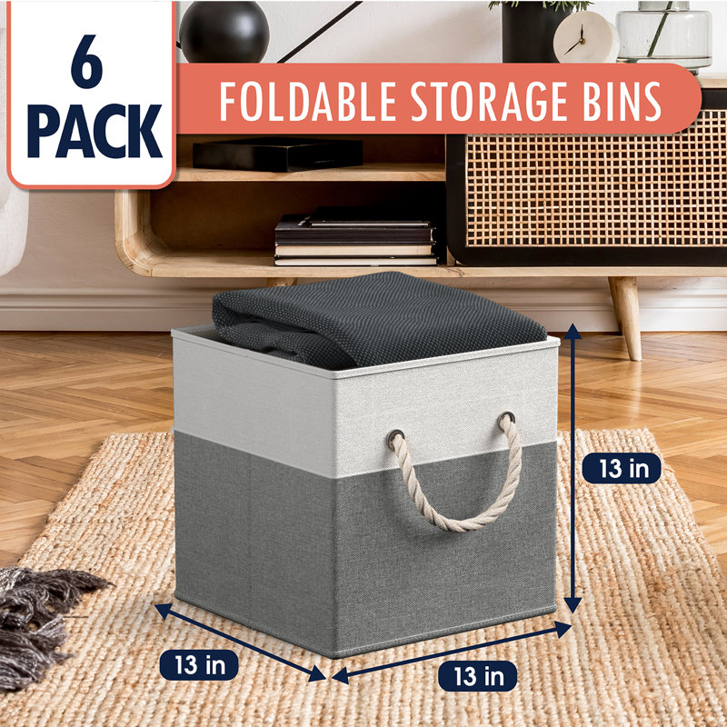Boîte en tissu pliable et pliable, Blanc/gris