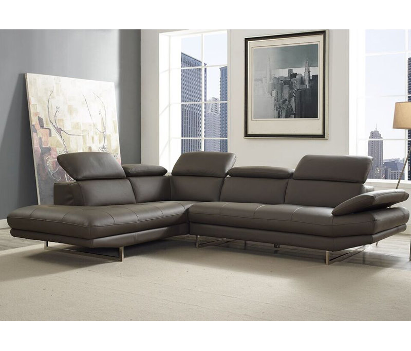 Pandora Sectional , Dark Gray Genuine Leather