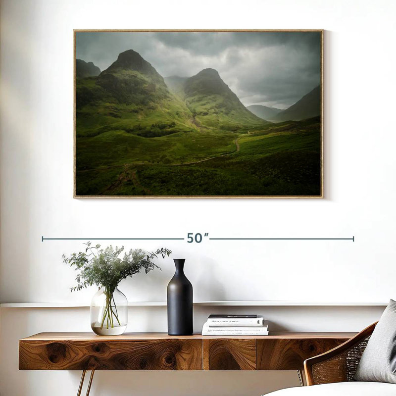 Écosse «The Road To Glencoe», Cadre flottant en bois naturel, 40 po x 27 po