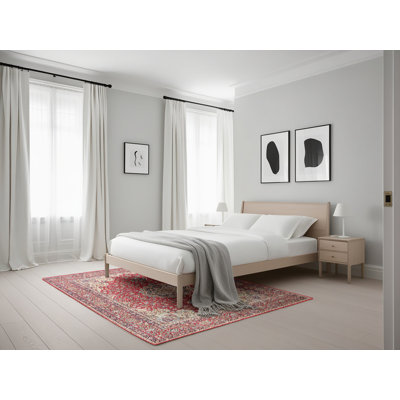 Tapis rouge/beige/gris traditionnel Raglen