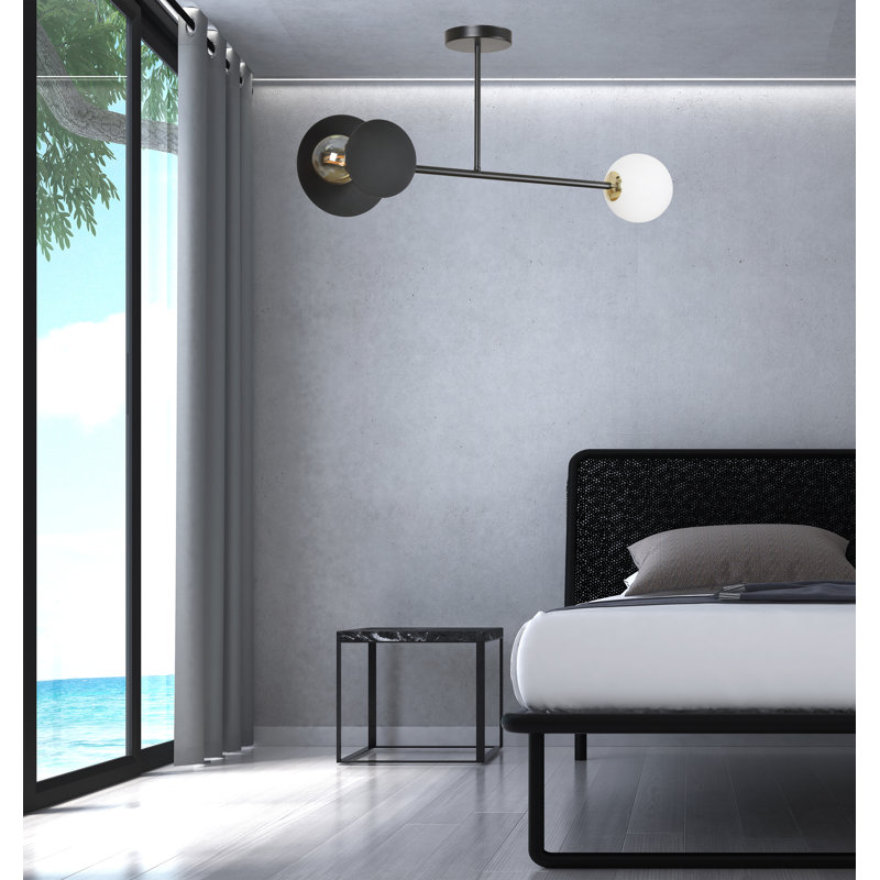 Cifuentes Glass Semi Flush Mount, Black