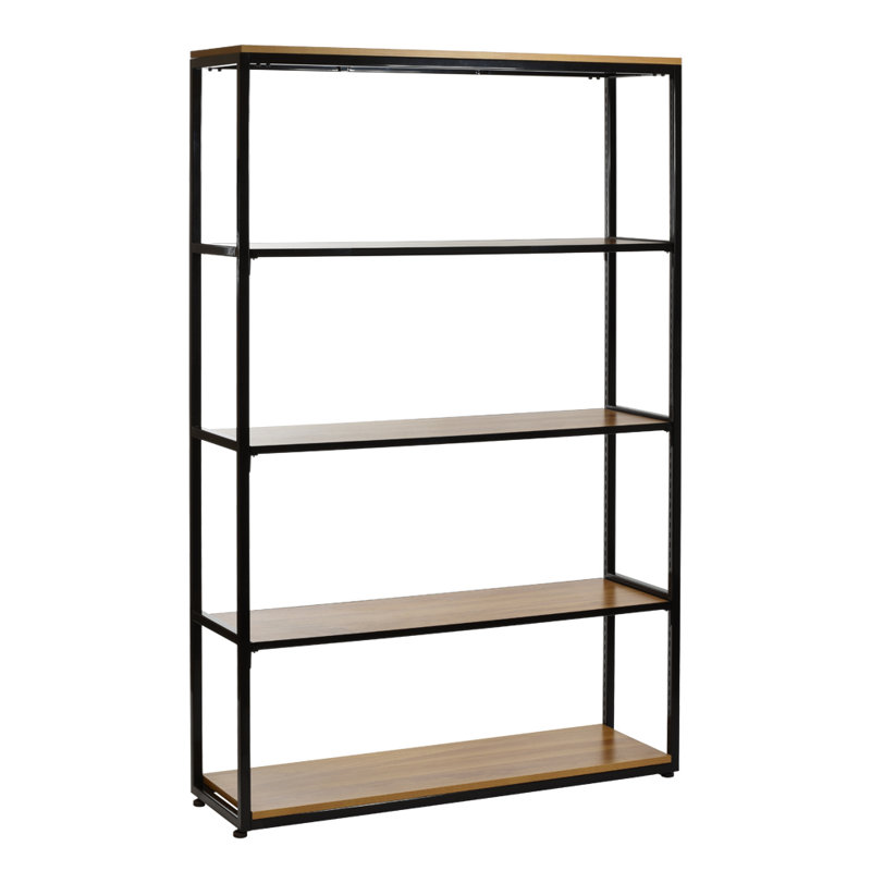 73" H X 48" W - Steel Frame Retail Shelving Display Rack With 5 Laminate Wood Shelves