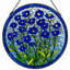 Vitrail à vitrail fleurs bleues 12 "H