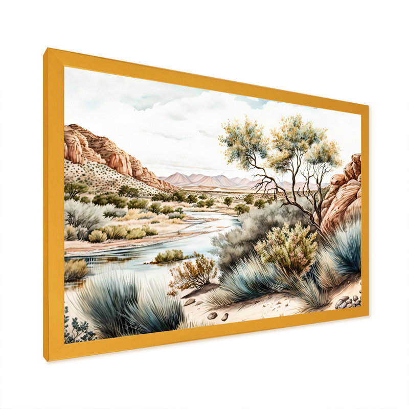 Arizona Desert Creek Scenery II - impression sur toile, Impression dorée sur toile encadrée, H 16 po x l 32 po x P 1 po