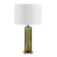 Lampe de table, abat-jour en lin blanc cassé, verre strié vert olive, 26 po
