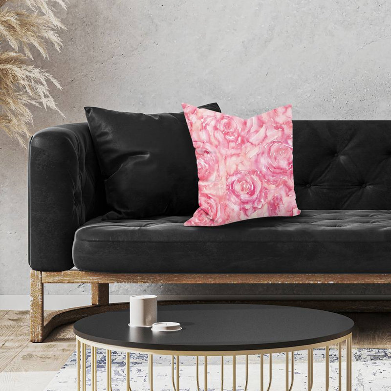 Roses in watercolor - 18"x18" Throw pillow - Poly twill - Print on demand