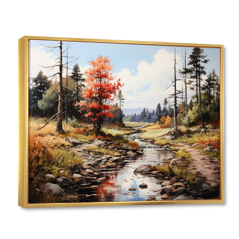 " Forest Adirondack Mountains ", Cadre flottant doré, H 30 po x l 40 po x P 1,5 po