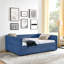 Grand lit de jour avec canapé-lit capitonné à deux tiroirs, tissu Boucle (88 po x 65,5 po x 29,5 po)-1816131100