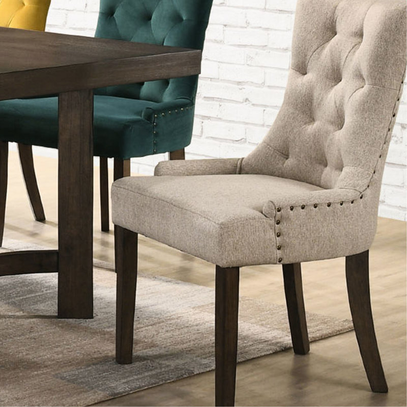 Ensemble de 2 chaises de salle à manger rembourrées en tissu, beige