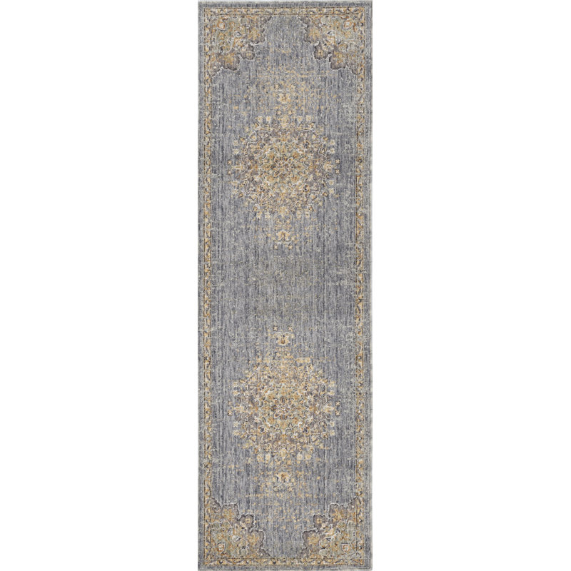 Tapis de couloir gris ardoise en laine touffetée Leia, Tapis de couloir 2 pi 3 po x 7 pi 6 po