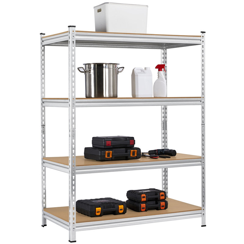 112cm W Steel Height -Adjustable Shelving Unit, Silver
