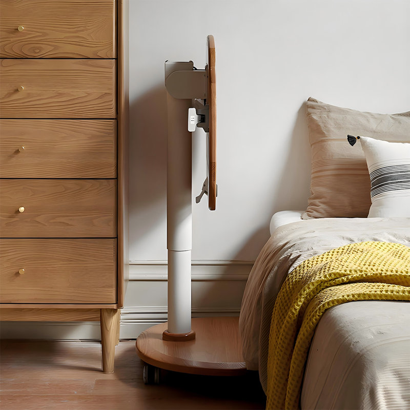 Minimalist Small Oak Mobile Height-Adjustable Desk