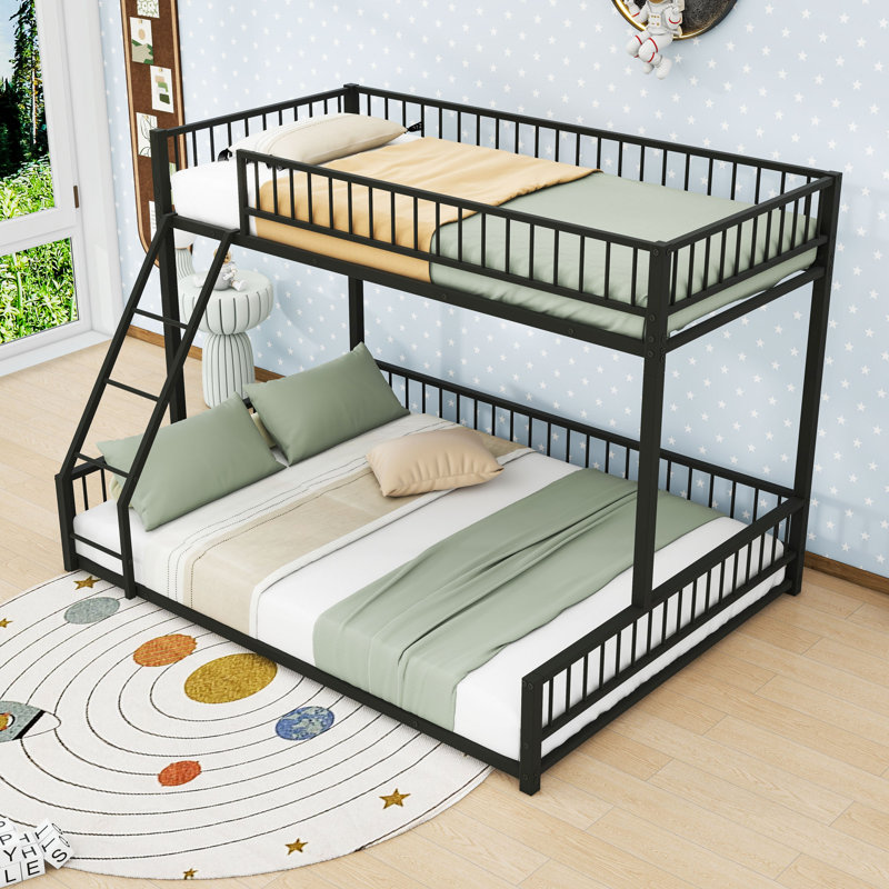 Lit superposé en métal robuste avec conception détachable, garde-corps et échelle, Simple TG sur grand