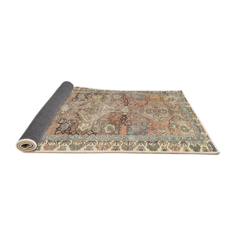 Tapis rose/bleu/orange traditionnel Doimo, Rond 4 pi