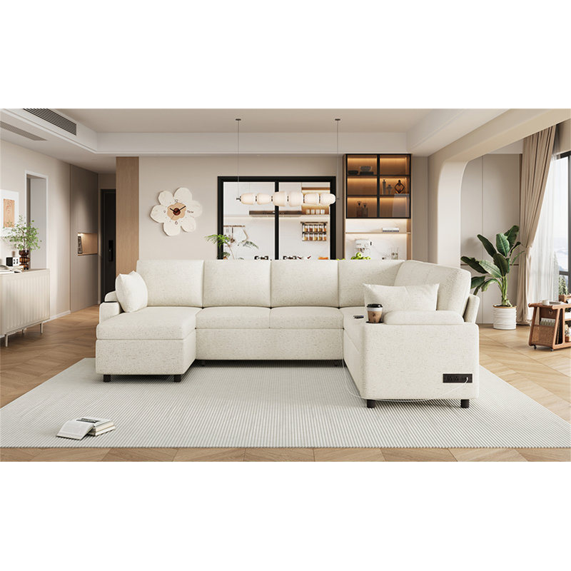 Canapé-lit modulaire polyvalent avec canapé-lit 109,9 po, Beige