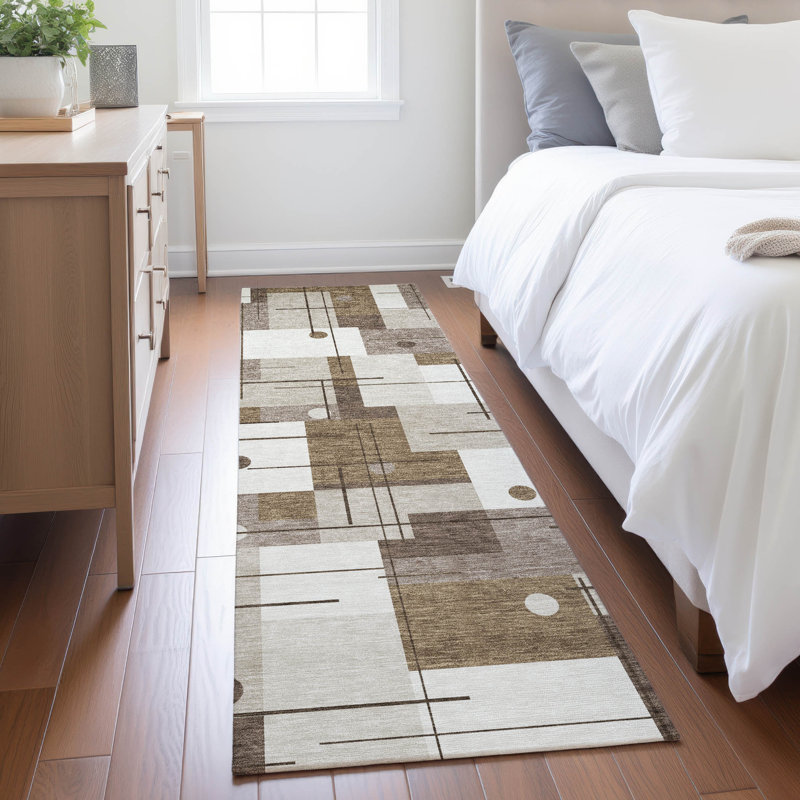 Machine Washable Indoor/Outdoor Chantille ACN2716 Geometric Rug, 2'3" x 7'6" Runner, Beige