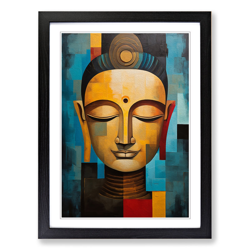 Buddha Cubism No.2 - Framed Print, Black Framed, 34cm H x 25cm W x 2cm D