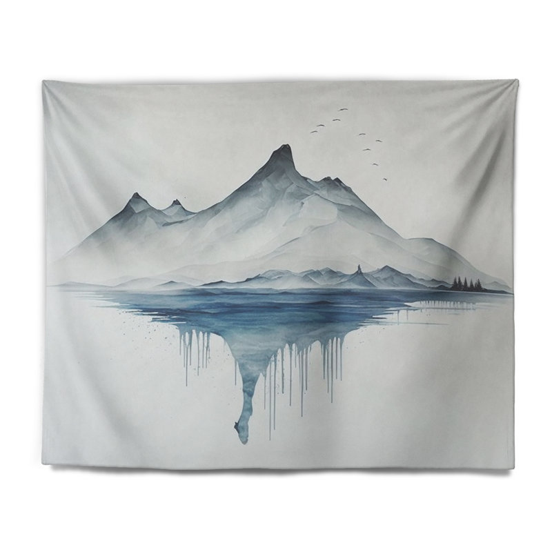 Tapisserie murale bleue et grise, H 50 po x l 60 po