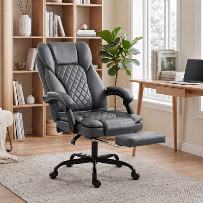  Home Office Chair Reclining Function High Back, Grey