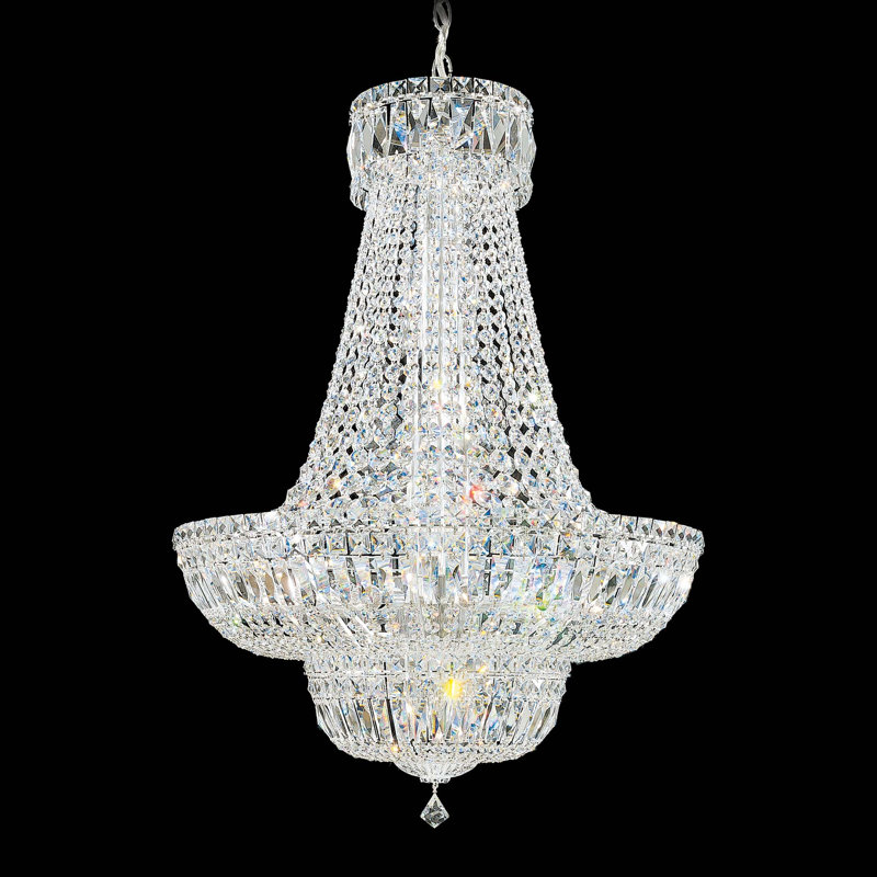 Petit Crystal Deluxe 23 Light 24in x 34in Chandelier in Silver with Clear Optic Crystals, Czech, Silver